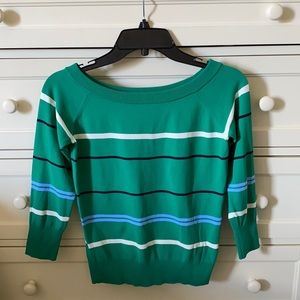 Ann Taylor Stripe Off-Shoulder Sweater